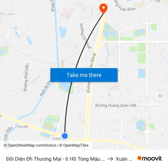 Đối Diện Đh Thương Mại - 6 Hồ Tùng Mậu (Cột Sau) to Xuân Đỉnh map