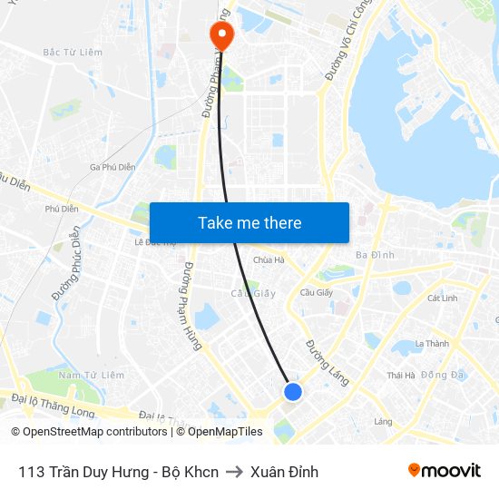 113 Trần Duy Hưng - Bộ Khcn to Xuân Đỉnh map