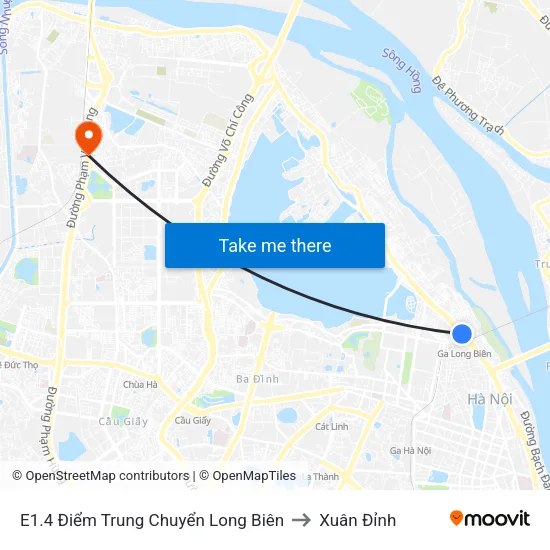 E1.4 Điểm Trung Chuyển Long Biên to Xuân Đỉnh map
