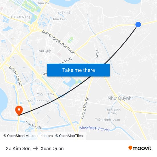 Xã Kim Sơn to Xuân Quan map