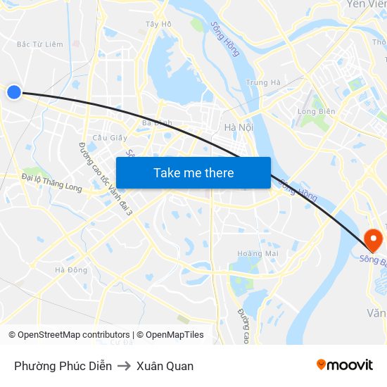 Phường Phúc Diễn to Xuân Quan map