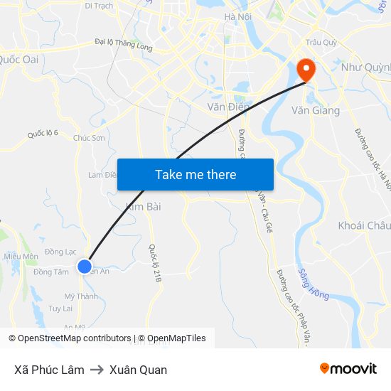 Xã Phúc Lâm to Xuân Quan map