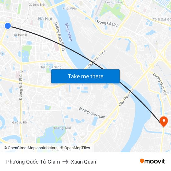 Phường Quốc Tử Giám to Xuân Quan map