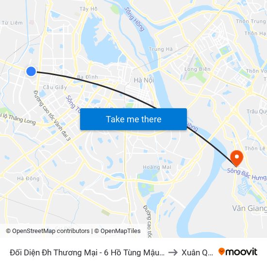 Đối Diện Đh Thương Mại - 6 Hồ Tùng Mậu (Cột Sau) to Xuân Quan map