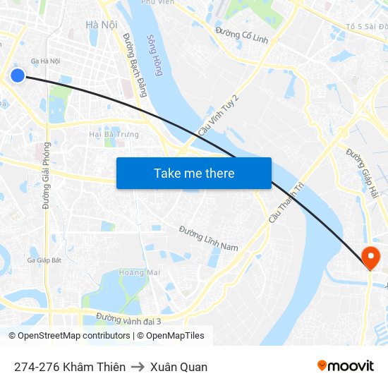 274-276 Khâm Thiên to Xuân Quan map