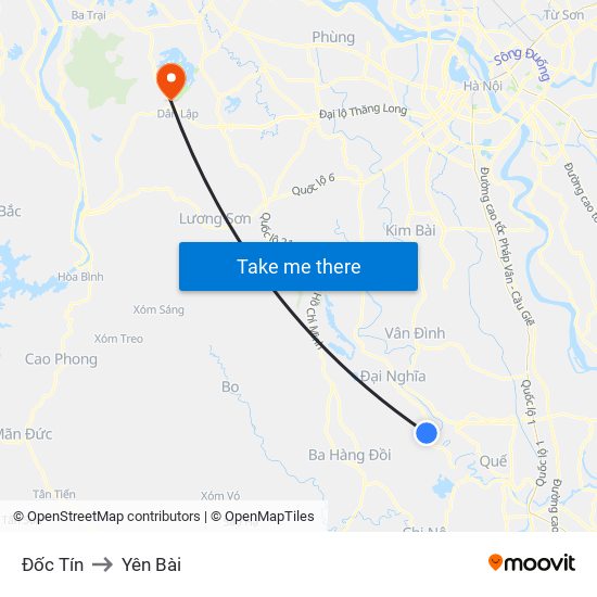 Đốc Tín to Yên Bài map