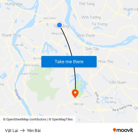 Vật Lại to Yên Bài map