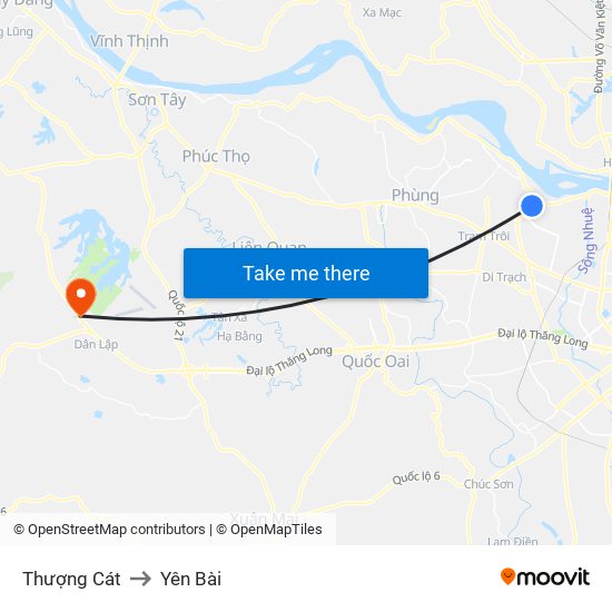 Thượng Cát to Yên Bài map