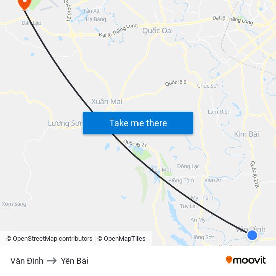 Vân Đình to Yên Bài map