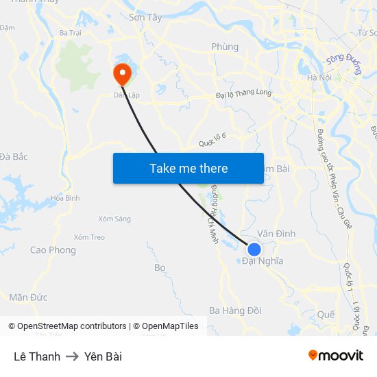 Lê Thanh to Yên Bài map