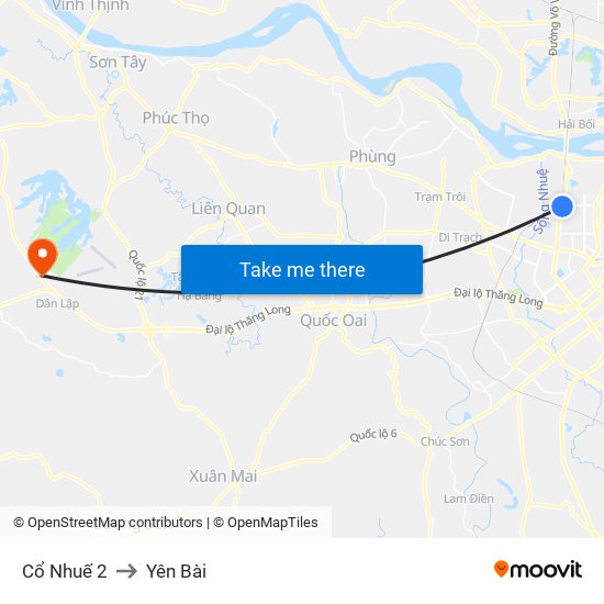 Cổ Nhuế 2 to Yên Bài map