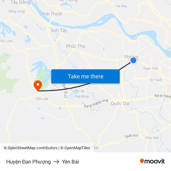 Huyện Đan Phượng to Yên Bài map