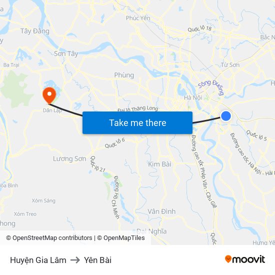 Huyện Gia Lâm to Yên Bài map