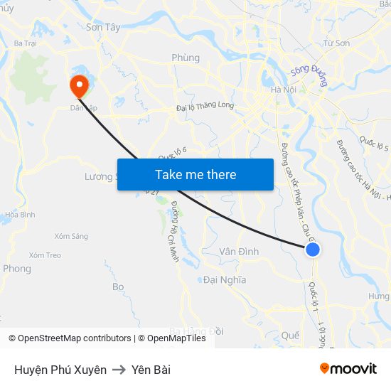 Huyện Phú Xuyên to Yên Bài map