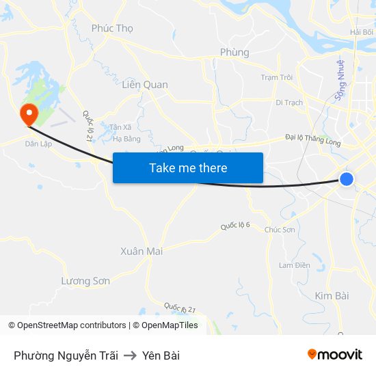 Phường Nguyễn Trãi to Yên Bài map