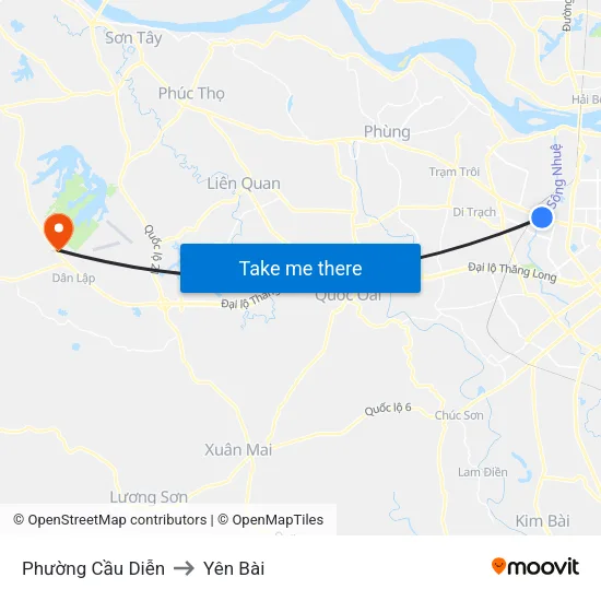 Phường Cầu Diễn to Yên Bài map