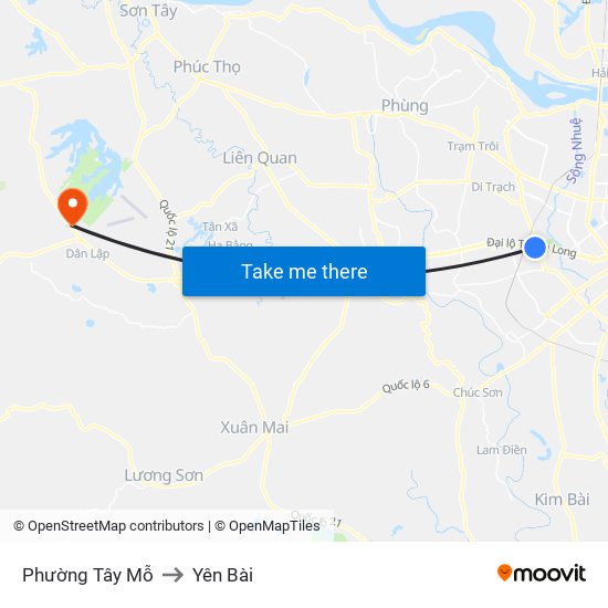 Phường Tây Mỗ to Yên Bài map