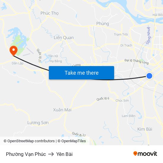 Phường Vạn Phúc to Yên Bài map