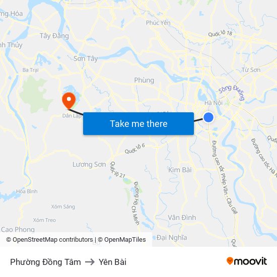 Phường Đồng Tâm to Yên Bài map