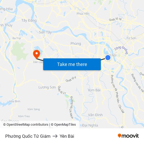 Phường Quốc Tử Giám to Yên Bài map