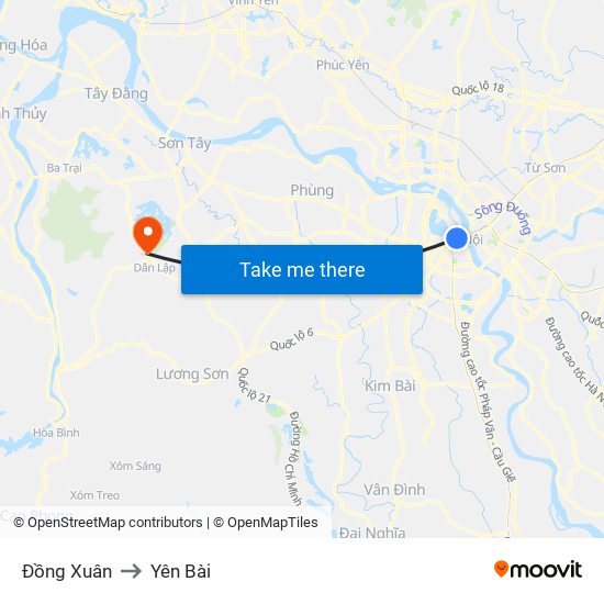 Đồng Xuân to Yên Bài map