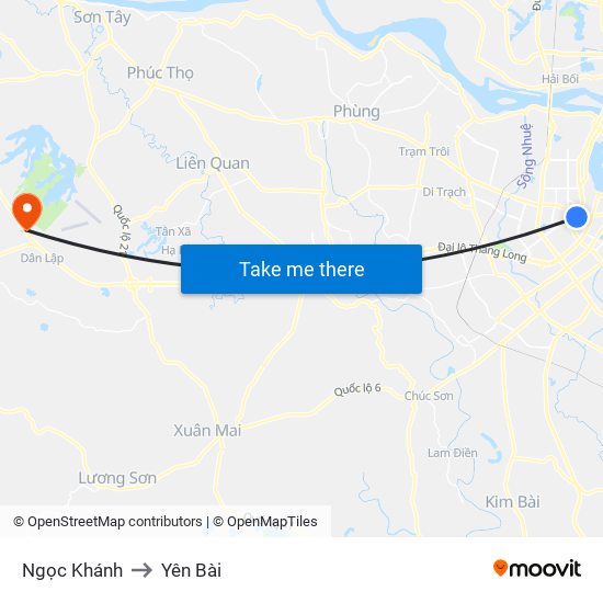 Ngọc Khánh to Yên Bài map