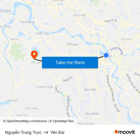 Nguyễn Trung Trực to Yên Bài map