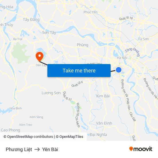 Phương Liệt to Yên Bài map