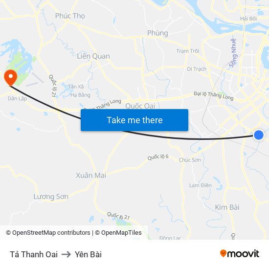 Tả Thanh Oai to Yên Bài map