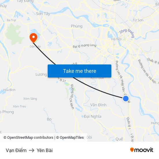 Vạn Điểm to Yên Bài map