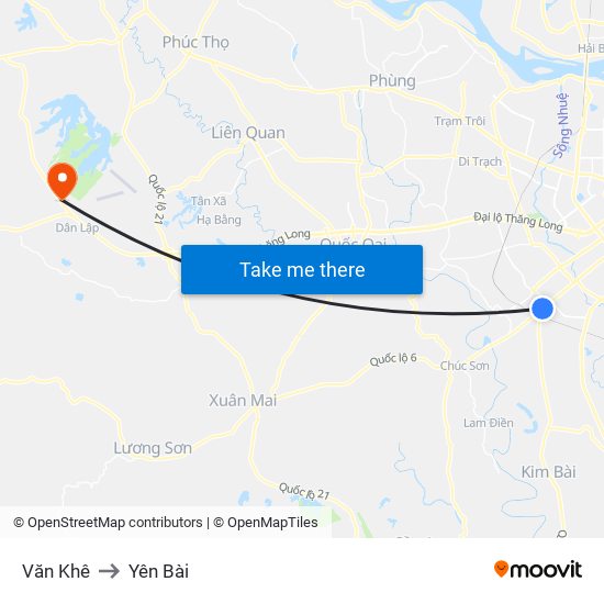 Văn Khê to Yên Bài map