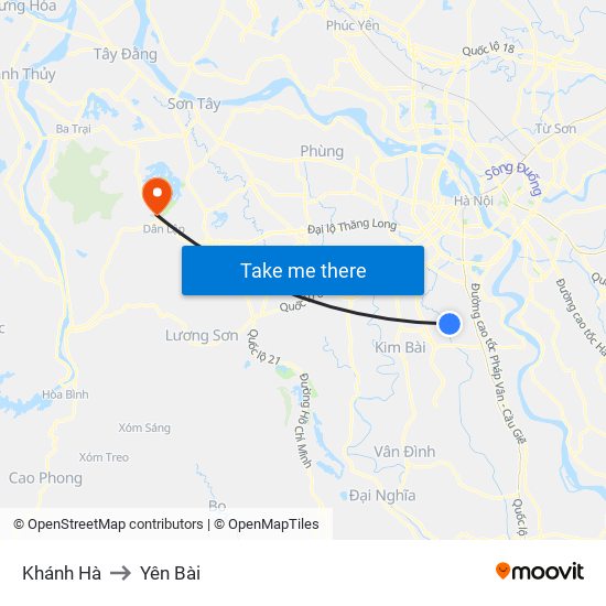 Khánh Hà to Yên Bài map