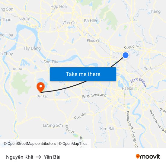 Nguyên Khê to Yên Bài map