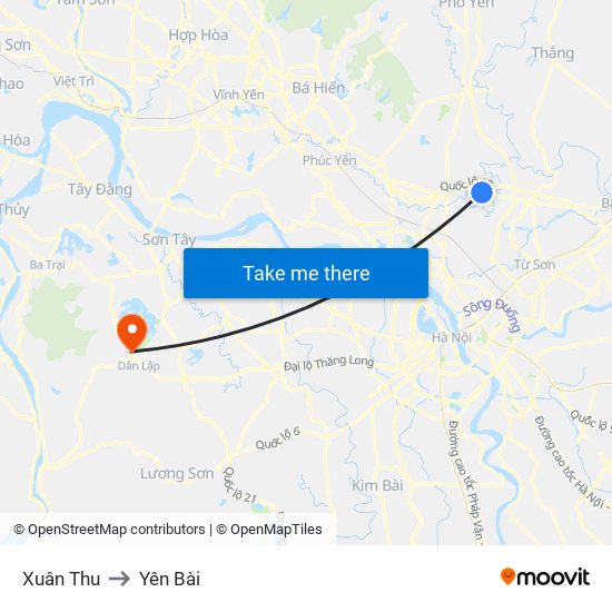 Xuân Thu to Yên Bài map