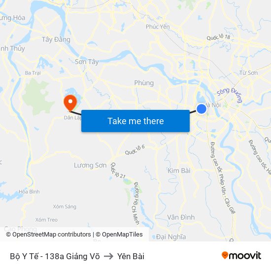 Bộ Y Tế - 138a Giảng Võ to Yên Bài map