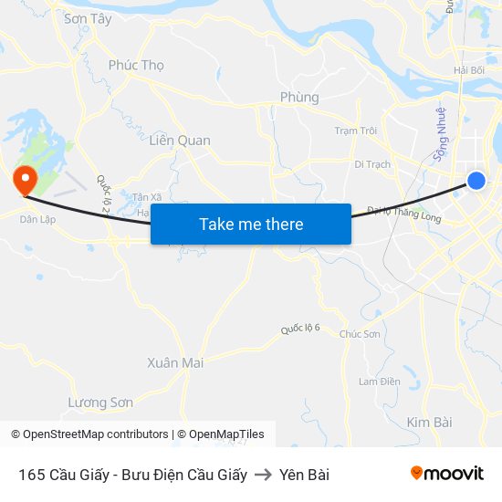 165 Cầu Giấy - Bưu Điện Cầu Giấy to Yên Bài map