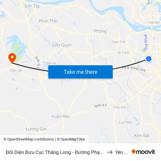 Đối Diện Bưu Cục Thăng Long - Đường Phạm Hùng to Yên Bài map