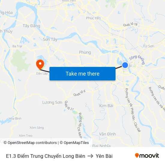 E1.3 Điểm Trung Chuyển Long Biên to Yên Bài map