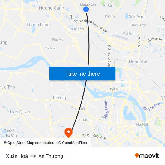 Xuân Hoà to An Thượng map