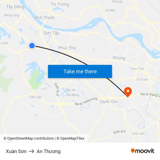 Xuân Sơn to An Thượng map