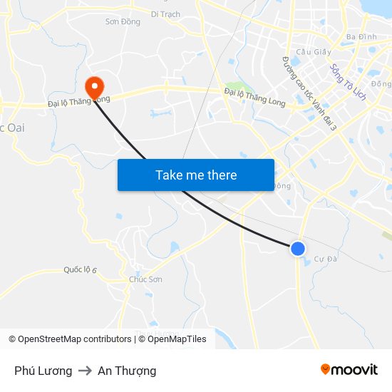 Phú Lương to An Thượng map