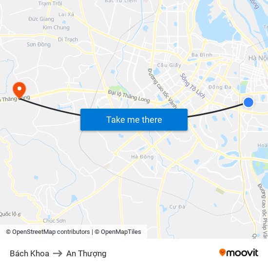 Bách Khoa to An Thượng map