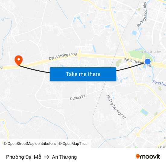 Phường Đại Mỗ to An Thượng map