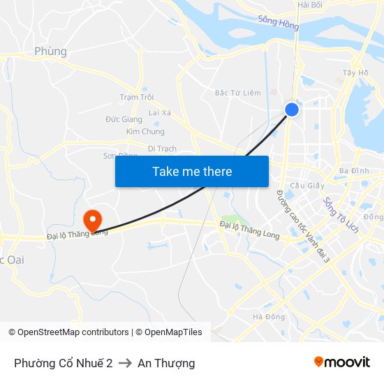 Phường Cổ Nhuế 2 to An Thượng map