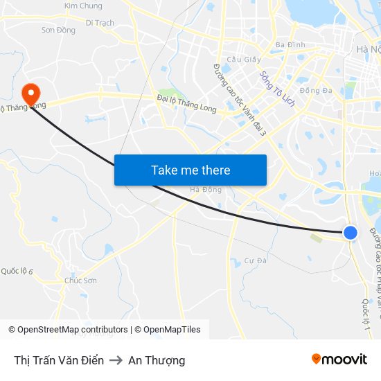 Thị Trấn Văn Điển to An Thượng map