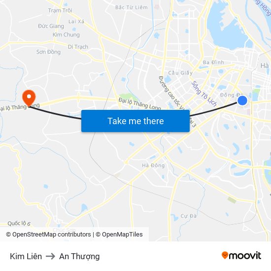 Kim Liên to An Thượng map