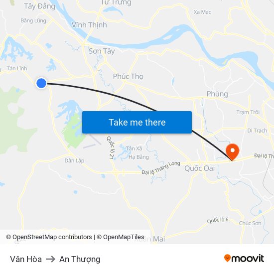 Vân Hòa to An Thượng map