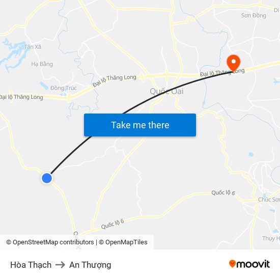 Hòa Thạch to An Thượng map