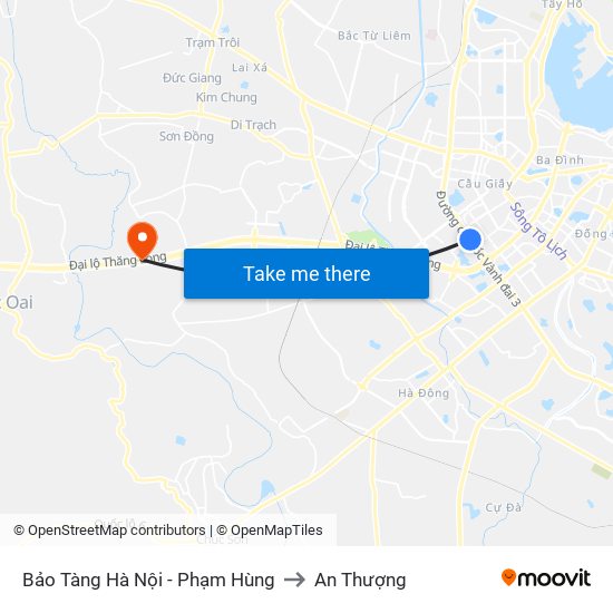 Bảo Tàng Hà Nội - Phạm Hùng to An Thượng map