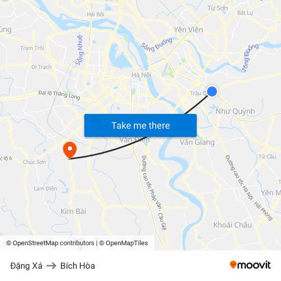 Đặng Xá to Bích Hòa map